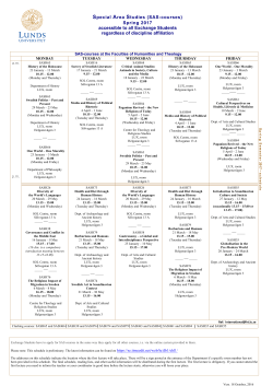 Special Area Studies (SAS-courses) Spring 2017 accessible to all