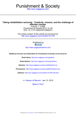 Cullen (2012) "Taking Rehabilitation Seriously..."