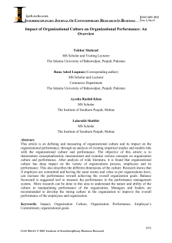Impact of Organizational Culture on Organizational Performance: An