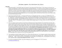 1 2016 Summer Assignment &ndash; How to Read Literature Like a