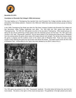 November 25, 2013 Countdown to Riverside City College`s 100th
