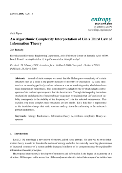 An Algorithmic Complexity Interpretation of Lin`s Third Law of