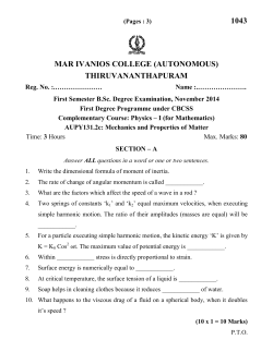 AUPY131.2c: Mechanics and Properties of Matter 2014