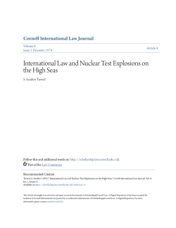 International Law and Nuclear Test Explosions on the High Seas