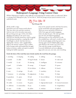 Shakespeare`s Language: Using Context Clues