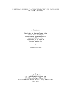 A PERFORMANCE GUIDE FOR THOMAS PASATIERI`S BEL