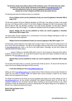 The first three articles were written by Sharon Faith and Deanna