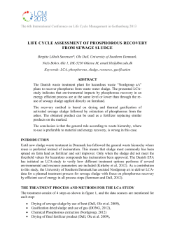 LIFE CYCLE ASSESSMENT OF PHOSPHOROUS RECOVERY