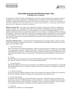 Internship Journal and Refection Paper Tips