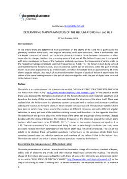 DETERMINING MAIN PARAMETERS OF THE HELIUM ATOMS Hе I