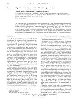 Fermi Level Equilibration in Quantum Dot&minus;Metal Nanojunctions