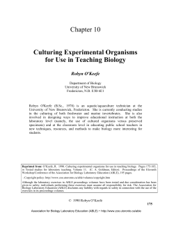 Culturing Experimental Organisms for Use in Teaching Biology