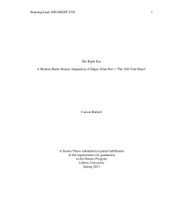 His Right Eye: A Modern Radio Drama Adaptation of Edgar Allan