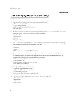 Unit A: Studying Materials Scientifically