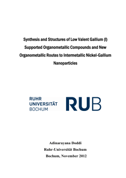 Synthesis and structures of low valent Gallium - Ruhr