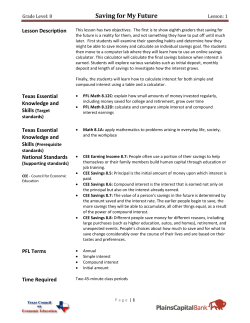 Saving for My Future - Texas Council on Economic Education