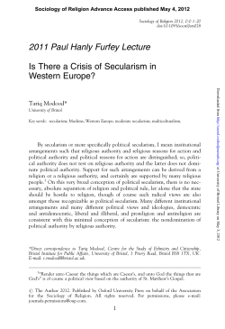 2011 Paul Hanly Furfey Lecture Is There a Crisis of