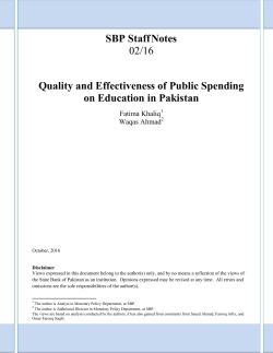 Quality and Effectiveness of Public Spending on Education in Pakistan