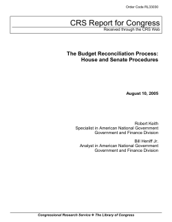 The Budget Reconciliation Process: House and Senate Procedures
