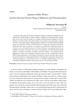 Japanese Soldier Writers and the American Postwar Purge of