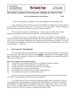 Procrastination - Chestnut Hill College