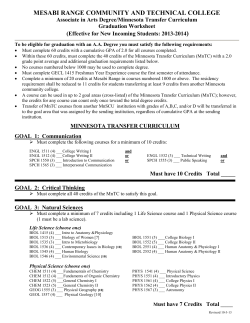 MN Transfer Curriculum Worksheet 2013-2014