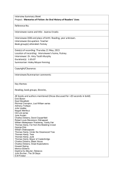 Interview Summary Sheet - University of Roehampton