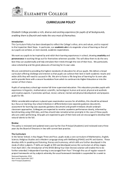 Curriculum Policy - Elizabeth College