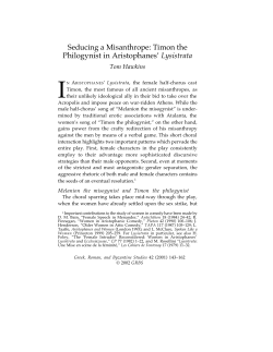 Seducing a Misanthrope - Greek, Roman, and Byzantine Studies
