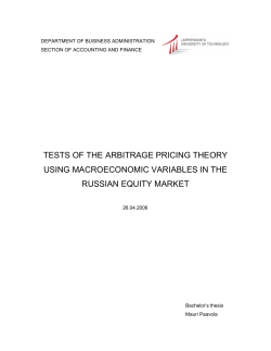 tests of the arbitrage pricing theory using macroeconomic