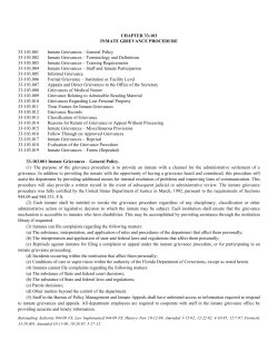 Florida Grievance Pol`y (Fla. Admin. Code 33