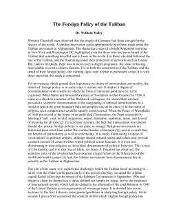 The Foreign Policy of the Taliban