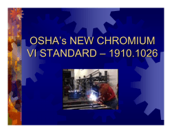 OSHA`s NEW CHROMIUM VI STANDARD &ndash; 1910.1026