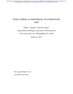 Gene-culture co-inheritance of a behavioral trait.