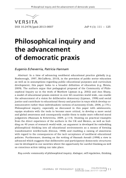 Philosophical inquiry and the advancement of democratic praxis