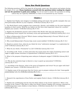 Brave New World Questions - Miss Thomson`s English Class