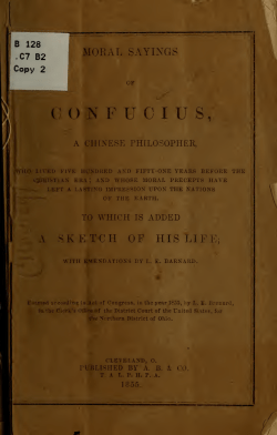 Moral Sayings of Confucius