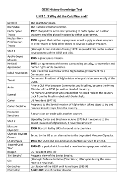 GCSE History Knowledge Test UNIT 1: 3 Why did the Cold War end?