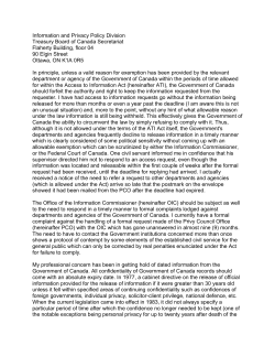 Information and Privacy Policy Division Treasury Board of Canada
