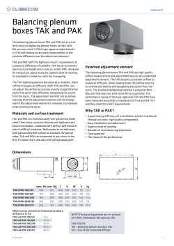 Balancing plenum boxes TAK and PAK