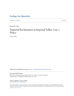 National Reclamation in Imperial Valley: Law v. Policy