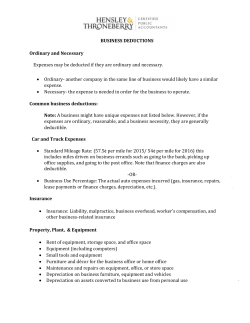 BUSINESS DEDUCTIONS Ordinary and Necessary Expenses may