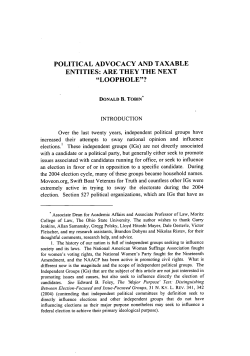 Political Advocacy and Taxable Entities: Are They the Next "Loophole"