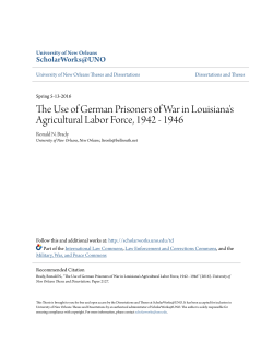 The Use of German Prisoners of War in Louisiana`s Agricultural