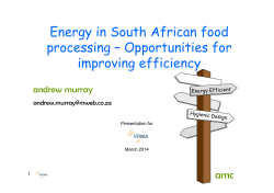 Energy in South African food processing &ndash; Opportunities