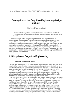 Conception of the cognitive engineering design problem