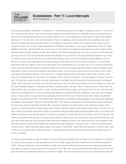 Ecclesiastes - Part 11: Love Interrupts