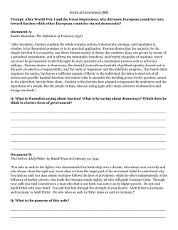Forms of Government DBQ Prompt: After World War I and the Great