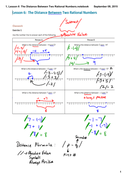 1, Lesson 6 The Distance Between Two Rational Numbers.notebook