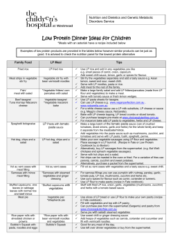 Low Protein Dinner Ideas for Children